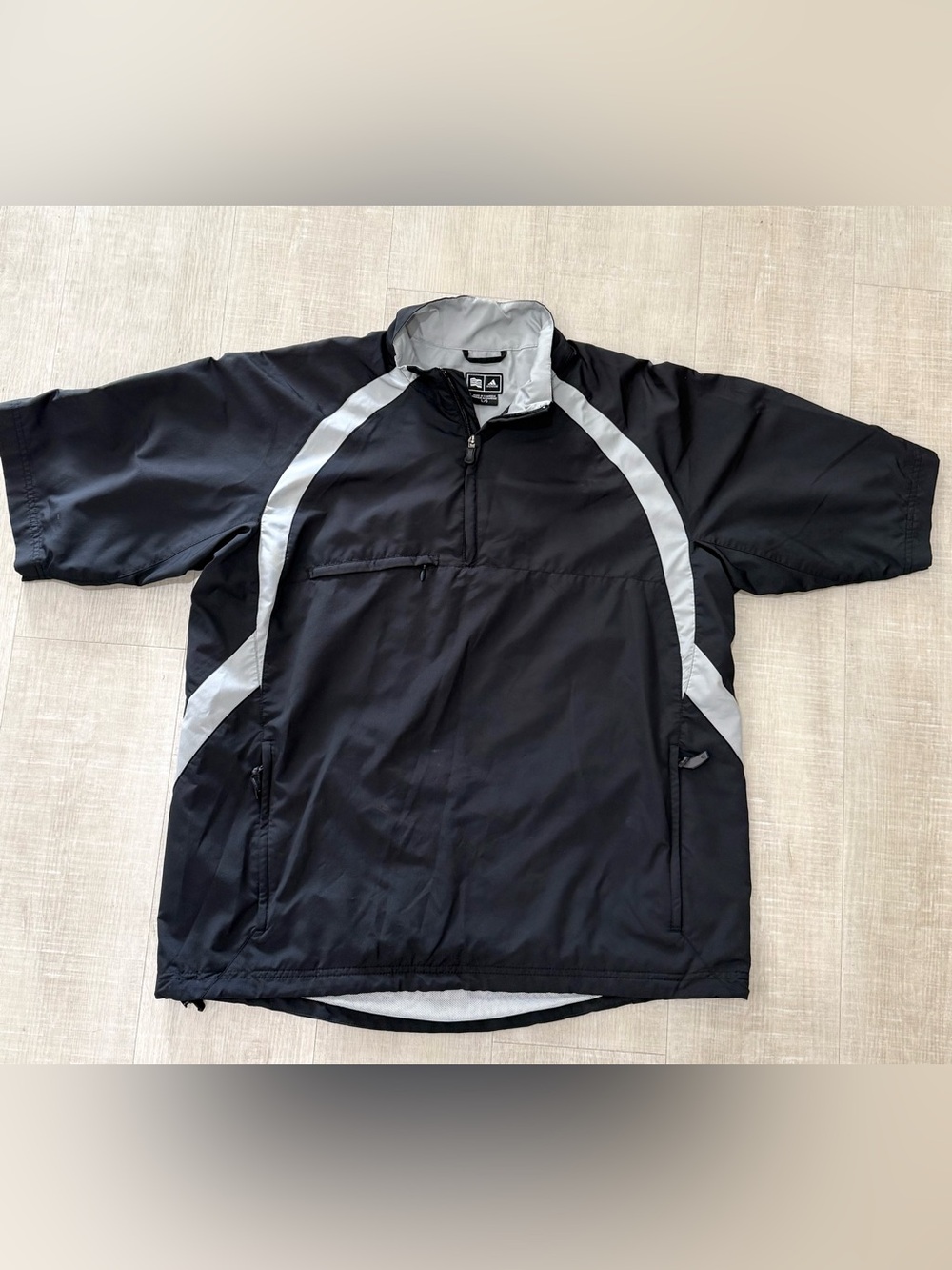 Adidas Climaproof Windbreaker Jacket Large Black Waterproof 1/2 zip Athletic